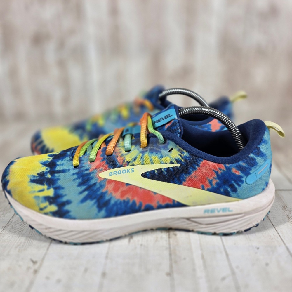 Brooks Revel 6 Womens 12 Tie Dye Running Shoes Blue Yellow Orange 1203861B438